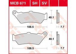 TRW MCB671SH sintrované zadní brzdové destičky na motorku