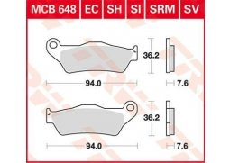 TRW MCB648EC scooter organické brzdové destičky pro skůtr