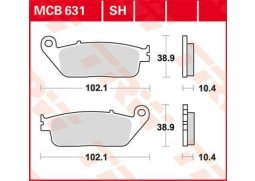 TRW MCB631SH sintrované zadní brzdové destičky na motorku