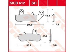 TRW MCB612SH sintrované zadní brzdové destičky na motorku