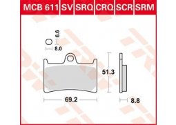 TRW MCB611SV sintrované přední brzdové destičky na motorku