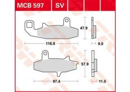 TRW MCB597SV sintrované přední brzdové destičky na motorku