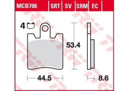 TRW MCB706SRT racing sintrované přední brzdové destičky na motorku