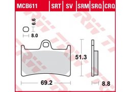 TRW MCB611SRT racing sintrované přední brzdové destičky na motorku