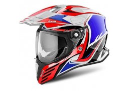 Airoh Commander Carbon červená modrá bílá enduro přilba s plexi