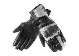 Kožené rukavice Rebelhorn Patrol Long, dlouhé černé šedé rukavice na motorku