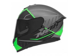 NOX N302S FAST LINE stříbrná matná černá zelená, s aerodynamickým spoilerem integrální přilba na motorku