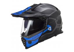 LS2 MX436 PIONEER EVO COBRA MATT BLACK BLUE enduro přilba na motorku