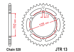 JT JTR13.38 Zadní kolečko (rozeta), 38 zubů, 520