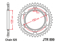 JT JTR899.45 Zadní kolečko (rozeta), 45 zubů, 525 KTM 950/990/1190 ADVENTURE / R LC8 03-16