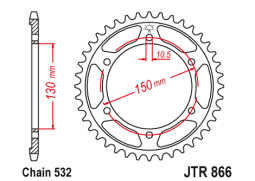 JT JTR866.46 Zadní kolečko (rozeta), 46 zubů, 532 YAMAHA YZF 1000R 96-02