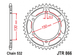 JT JTR866.39 Zadní kolečko (rozeta), 39 zubů, 532 YAMAHA YZF 750 93-97, FZR 1000 89-95, GTS 1000