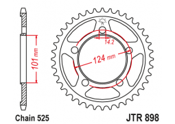 JT JTR898.44 Zadní kolečko (rozeta), 44 zubů, 525 KTM 950/990/1190 RC8 /DUKE/ SUPERMOTO