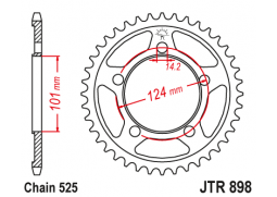JT JTR898.42 Zadní kolečko (rozeta), 42 zubů, 525 KTM 950/990/1190 RC8 /DUKE/ SUPERMOTO