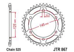 JT JTR867.43 Zadní kolečko (rozeta), 43 zubů, 525 YAMAHA TDM 850 99-01 (4TX)