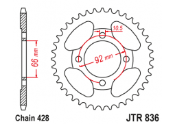 JT JTR836.39 Zadní kolečko (rozeta), 39 zubů, 428