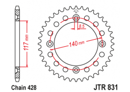 JT JTR831.48 Zadní kolečko (rozeta), 48 zubů, 428