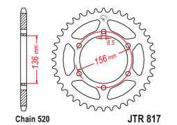 JT JTR817.46 Zadní kolečko (rozeta), 46 zubů, 520