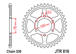 JT JTR816.52 Zadní kolečko (rozeta), 52 zubů, 530