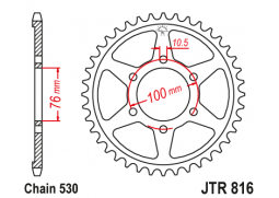 JT JTR816.42 Zadní kolečko (rozeta), 42 zubů, 530 SUZUKI GSXR1100, GSXR750 (92-95)