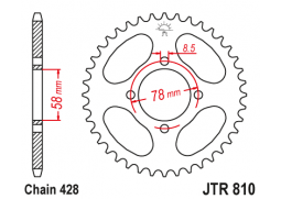 JT JTR810.42 Zadní kolečko (rozeta), 42 zubů, 428 SUZUKI GN 125 92-00