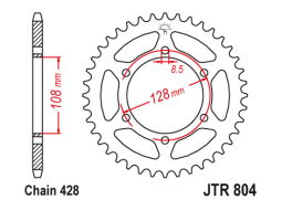 JT JTR804.45 Zadní kolečko (rozeta), 45 zubů, 428 SUZUKI TS 100/125 (82-84)