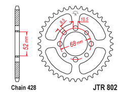 JT JTR802.44 Zadní kolečko (rozeta), 44 zubů, 428