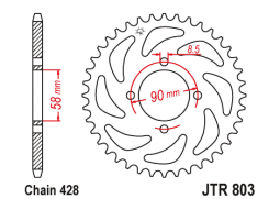 JT JTR803.45 Zadní kolečko (rozeta), 45 zubů, 428 SUZUKI GSXR 125 17-18, GSX 125 S 17-18