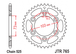 JT JTR765.43 Zadní kolečko (rozeta), 43 zubů, 525