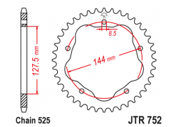 JT JTR752.42 Zadní kolečko (rozeta), 42 zubů, 525