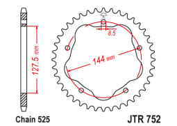 JT JTR752.39 Zadní kolečko (rozeta), 39 zubů, 525