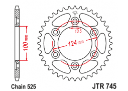 JT JTR745.42 Zadní kolečko (rozeta), 42 zubů, 525 DUCATI 944 ST2 97-03, 992 ST3 04-07