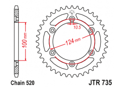 JT JTR735.44 Zadní kolečko (rozeta), 44 zubů, 520 DUCATI 750SS 91-98, 900 92-98