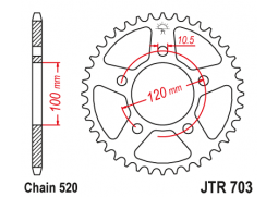 JT JTR703.47 Zadní kolečko (rozeta), 47 zubů, 520 BMW G650 X-MOTO 07-08