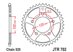 JT JTR702.45 Zadní kolečko (rozeta), 45 zubů, 525