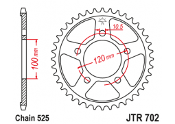 JT JTR702.43 Zadní kolečko (rozeta), 43 zubů, 525