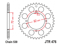 JT JTR476.44 Zadní kolečko (rozeta), 44 zubů, 530