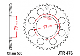 JT JTR476.41 Zadní kolečko (rozeta), 41 zubů, 530