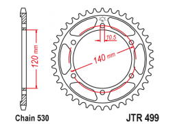 JT JTR499.45 Zadní kolečko (rozeta), 45 zubů, 530 KAWASAKI ZZR 600 90-92