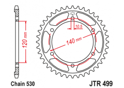 JT JTR499.44 Zadní kolečko (rozeta), 44 zubů, 530