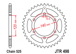 JT JTR498.39 Zadní kolečko (rozeta), 39 zubů, 525 KAWASAKI ZR 750 ZEPHYR 91-99,W 650 99-06