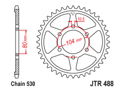 JT JTR488.38 Zadní kolečko (rozeta), 38 zubů, 530 KAWASAKI Z 550C 81-83, GPZ550 81-83