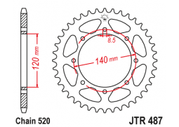 JT JTR487.37 Zadní kolečko (rozeta), 37 zubů, 520