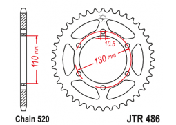 JT JTR486.47 Zadní kolečko (rozeta), 47 zubů, 520