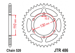 JT JTR486.45 Zadní kolečko (rozeta), 45 zubů, 520 KAWASAKI EX250 NINJA 08-12