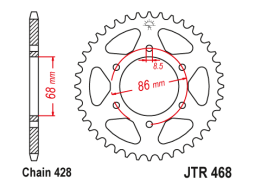 JT JTR468.34 Zadní kolečko (rozeta), 34 zubů, 428
