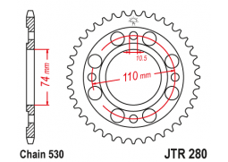 JT JTR280.33 Zadní kolečko (rozeta), 33 zubů, 530