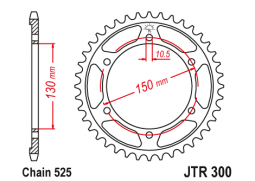 JT JTR300.42 Zadní kolečko (rozeta), 42 zubů, 525 YAMAHA TDM 900 02-13