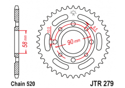 JT JTR279.40 Zadní kolečko (rozeta), 40 zubů, 520 HONDA VT 125C 99-07