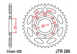 JT JTR269.43 Zadní kolečko (rozeta), 43 zubů, 428 HONDA CG 125 02-05, CM 125 82-97, DAELIM VC 125 96-99